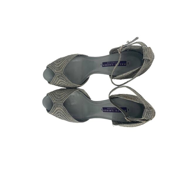 Ralph Lauren Collection Raffia Ankle Strap Platform Stiletto Heels Peep Toe 10.5 - Picture 10 of 12